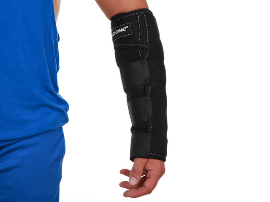 Forearm Ice Pack Soft Brace + Compression Wrap. Large (over 6'4" or 260 lbs) 20 minutes of 0°f Icing. Recommended by Ortho MDs as Safe and Effective.